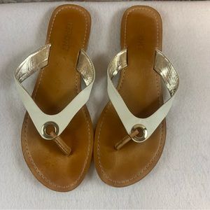 Report white gold flat sandals 9